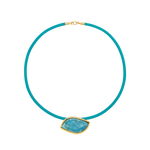 Turquoise leather cord with aquamarine pendant