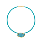 Turquoise leather cord with aquamarine pendant