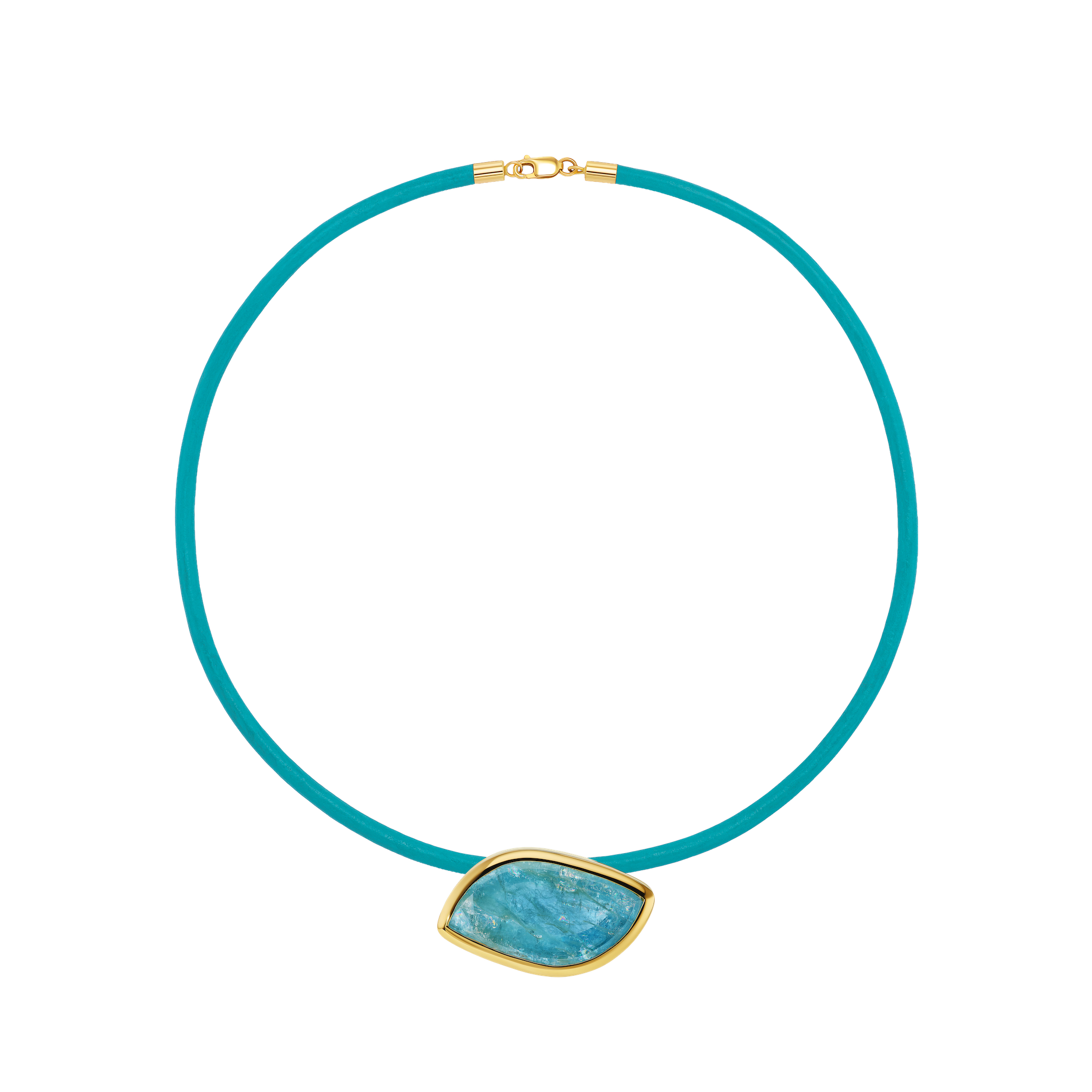Turquoise leather cord with aquamarine pendant