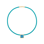 Turquoise leather cord with aquamarine pendant