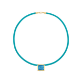 Turquoise leather cord with aquamarine pendant