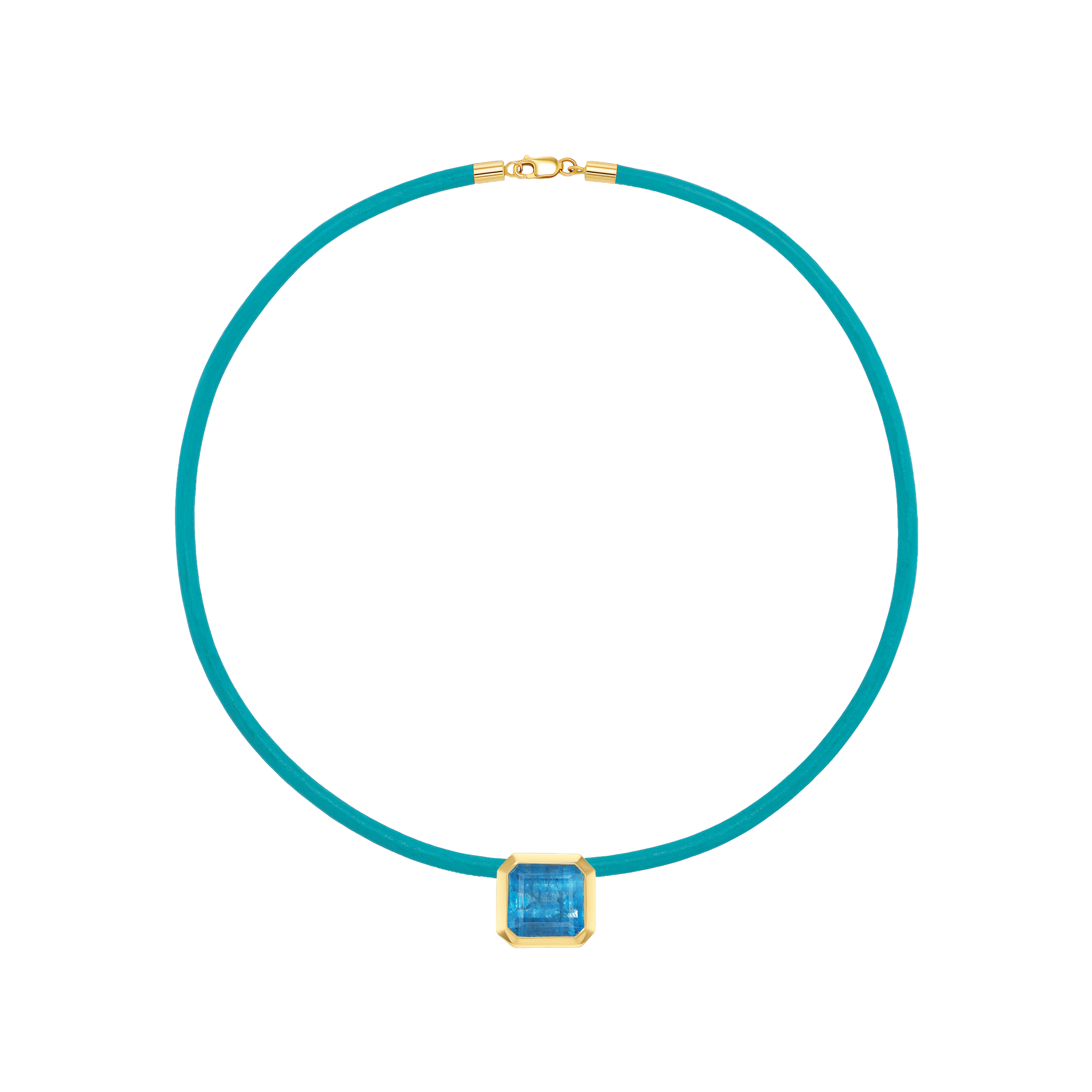 Turquoise leather cord with aquamarine pendant