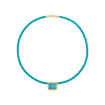 Turquoise leather cord with aquamarine pendant