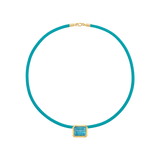 Turquoise leather cord with aquamarine pendant