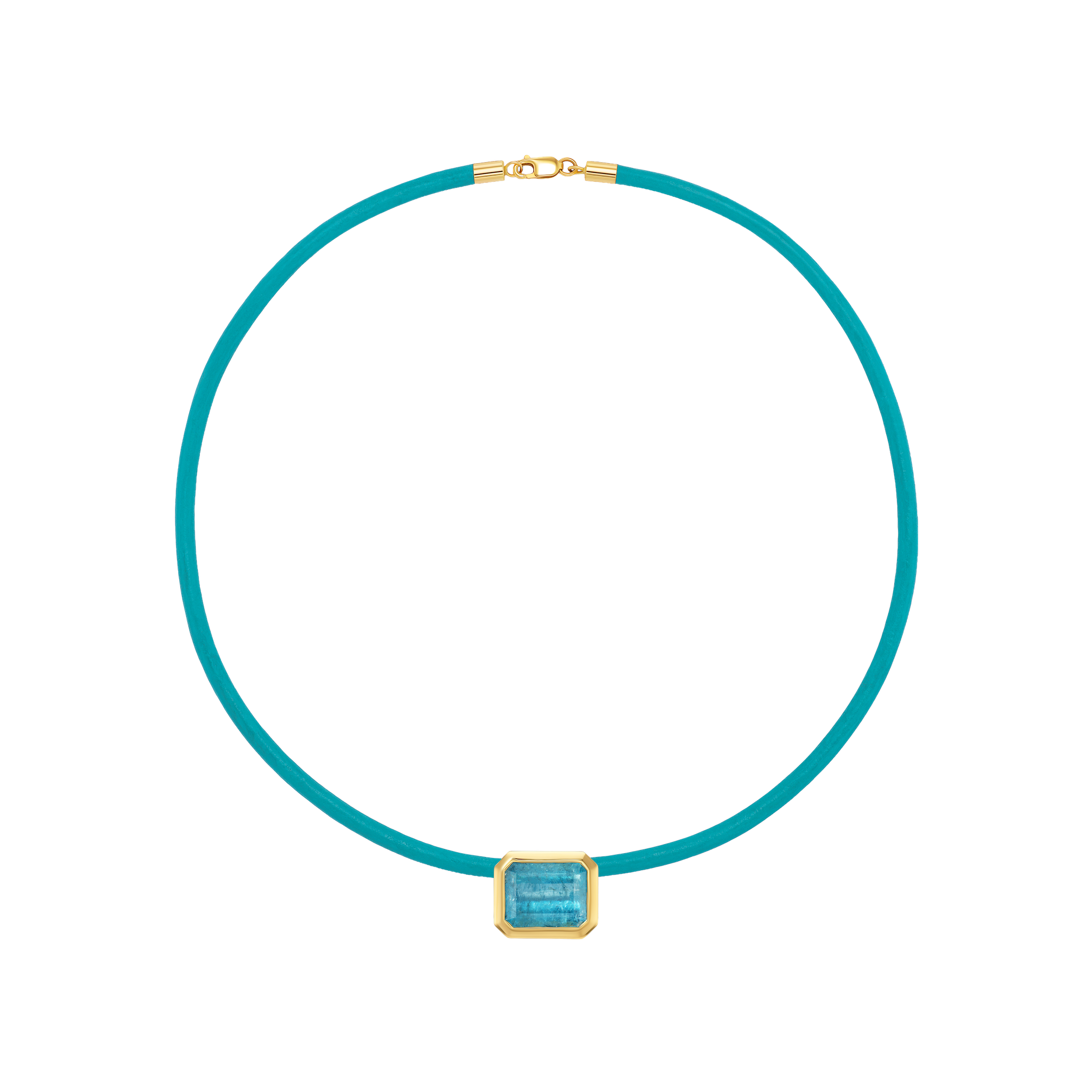 Turquoise leather cord with aquamarine pendant