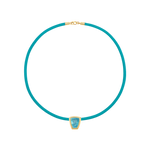 Turquoise leather cord with aquamarine pendant