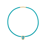 Turquoise leather cord with aquamarine pendant