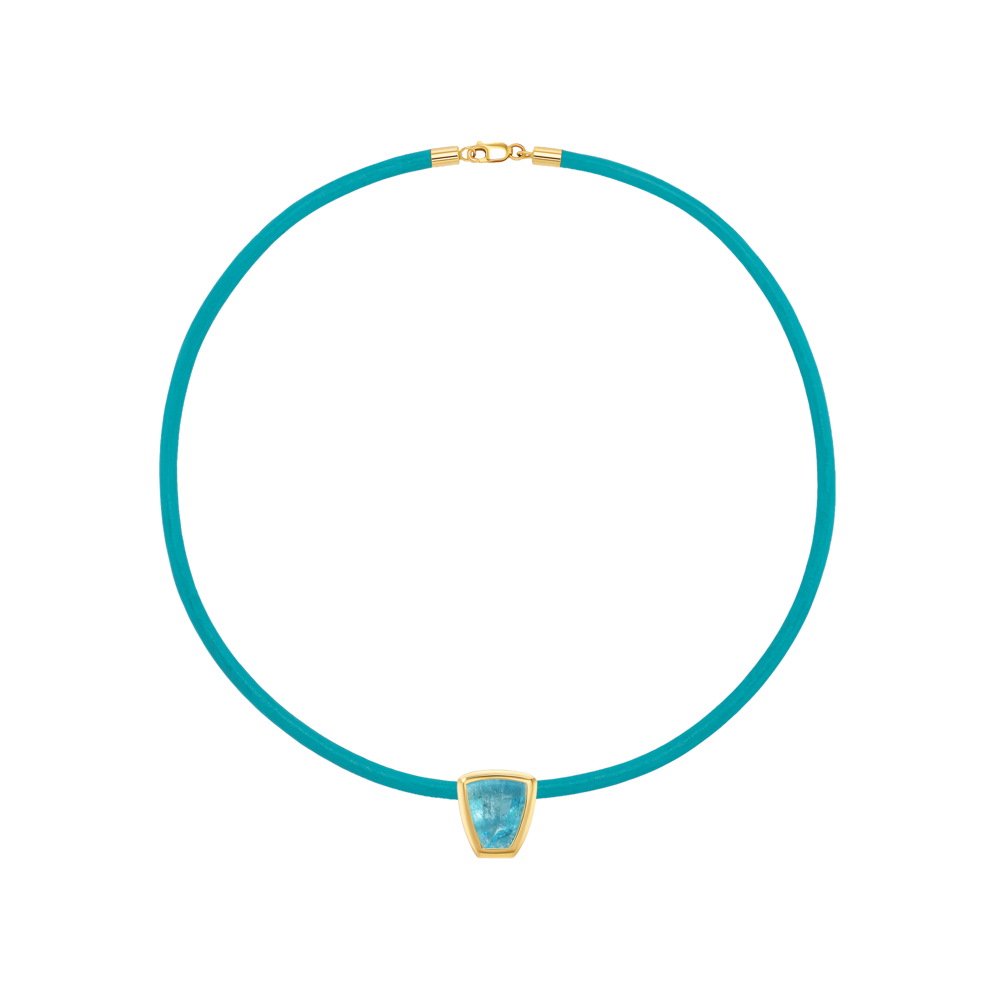 Turquoise leather cord with aquamarine pendant