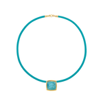 Turquoise leather cord with aquamarine pendant