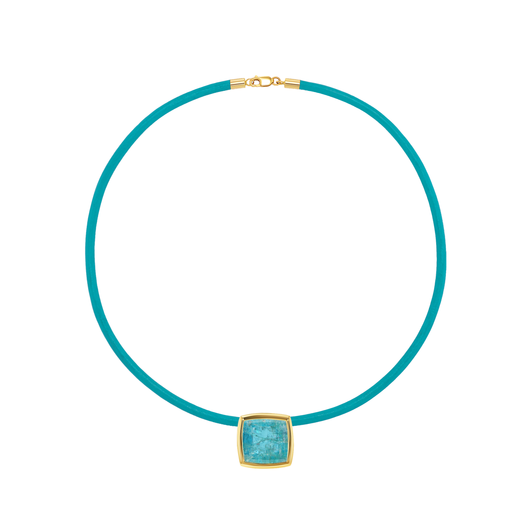 Turquoise leather cord with aquamarine pendant